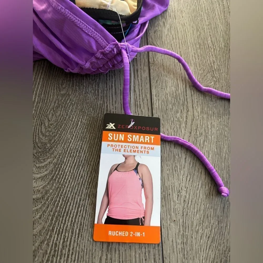 ZeroXposur Womens Plus Size Ruched Tankini Top - Picture 4 of 5